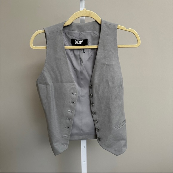 DKNY Womens Button Linen Blend Vest NWT SIZE XS - Picture 2 of 6